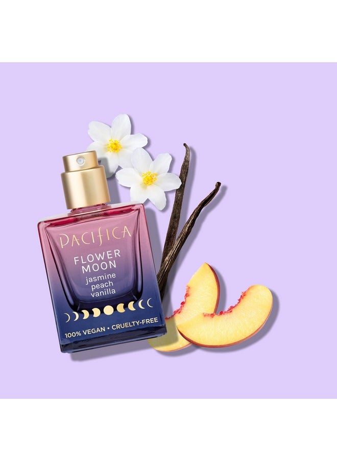 Pacifica Beauty Flower Moon Spray Perfume, Fragrances, Passion, Euphoria, Jasmine, Peach, Vanilla, Musk, Spray Perfume, Clean Perfume, Parfum, Eau de Toilette, Vegan, 1 fl oz (1 Count)