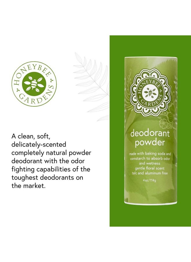 Honeybee Gardens Deodorant Powder, For Men and Women, With Baking Soda and Cornstarch, Talc-Free, Aluminum-Free, Multi-Use, Vegan, Cruelty-Free, 4 oz, 2 Pack