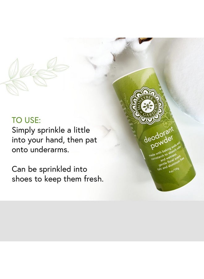 Honeybee Gardens Deodorant Powder, For Men and Women, With Baking Soda and Cornstarch, Talc-Free, Aluminum-Free, Multi-Use, Vegan, Cruelty-Free, 4 oz, 2 Pack