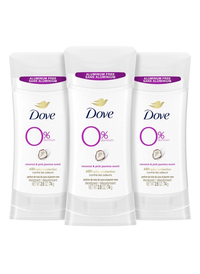 Dove Aluminum Free Deodorant for Women 24-Hour Odor Protection, Coconut and Pink Jasmine, 7.8 Oz, 3 Count