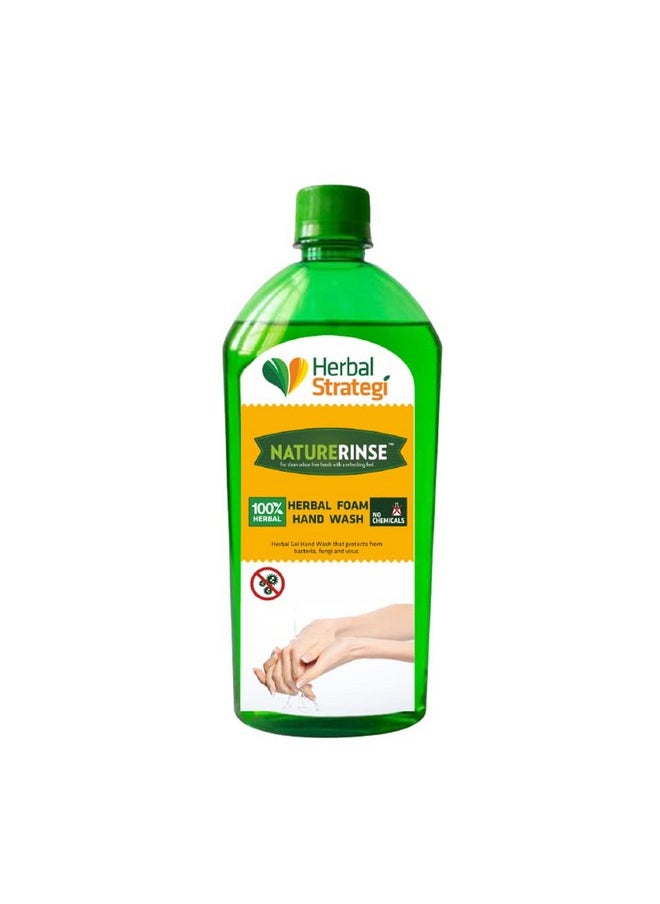 Herbal Strategi - Nature Rise Hand Sanitizer | 100% Herbal | Foam Hand Wash| Made with Lemongrass, Neem Oil, Lemon Oil, Tulsi Oil & Coconut Oil | Eco-friendly & Biodegradable | Skin Safe, Baby Safe & Pet-Friendly | 500mL (Refill)