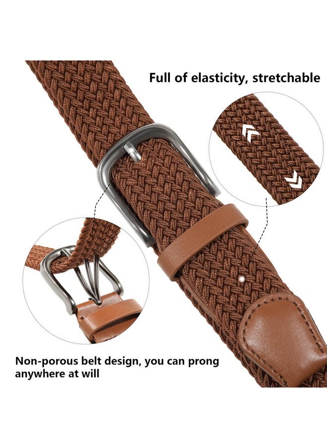 AWAYTR Boys Elastic Braided Belt - Pin Buckle Stretch Golf Baseball Belt for Boys and Girls Aged 4-12 Years (Brown)