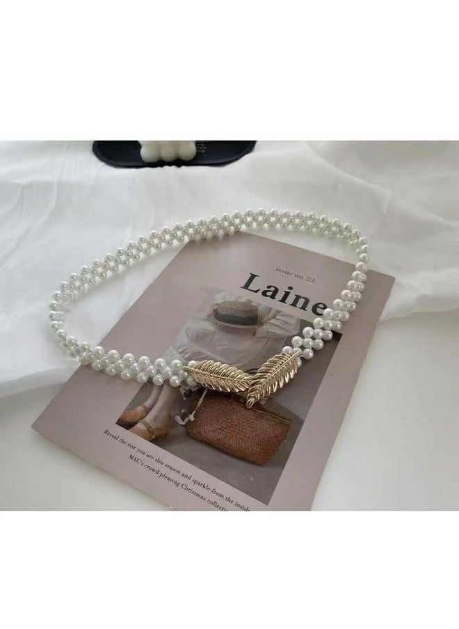 SYGA Pearl Adjustable Waist Belt with Hollowed Tassel Detail, Suitable Size for Waist 24-36 CM