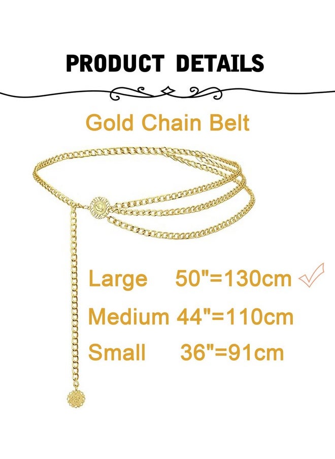 MODRSA Chain Belt Chain Gold Chain Belt for Women Plus Size Gold Waist Chain Belt Layered Womens Belts for Dress Gasparilla 0utfit Women Pirate Accessories 50