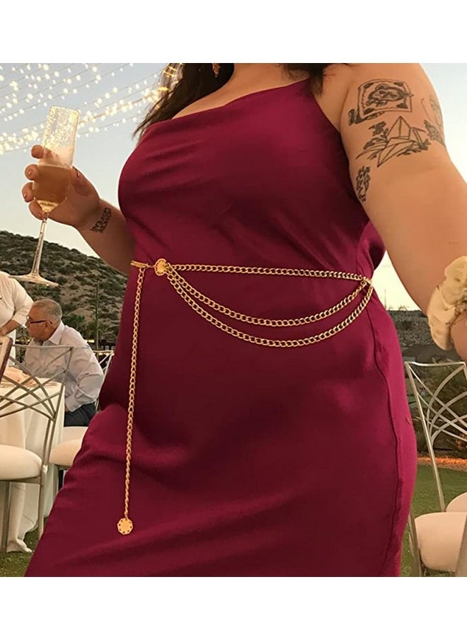 MODRSA Chain Belt Chain Gold Chain Belt for Women Plus Size Gold Waist Chain Belt Layered Womens Belts for Dress Gasparilla 0utfit Women Pirate Accessories 50