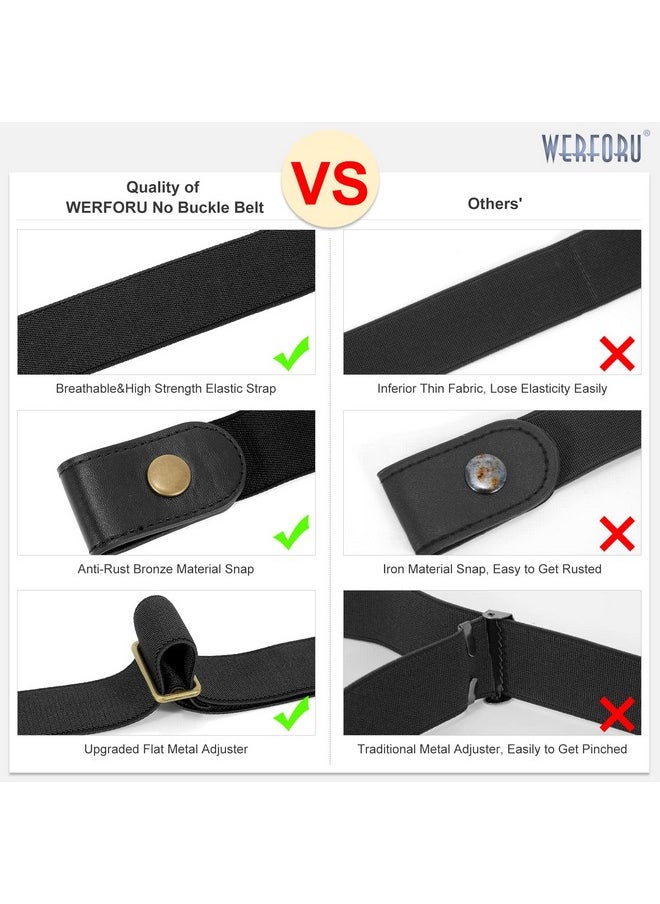 WERFORU No Buckle Stretch Belt For Women/Men Elastic Waist Belt Up to 48