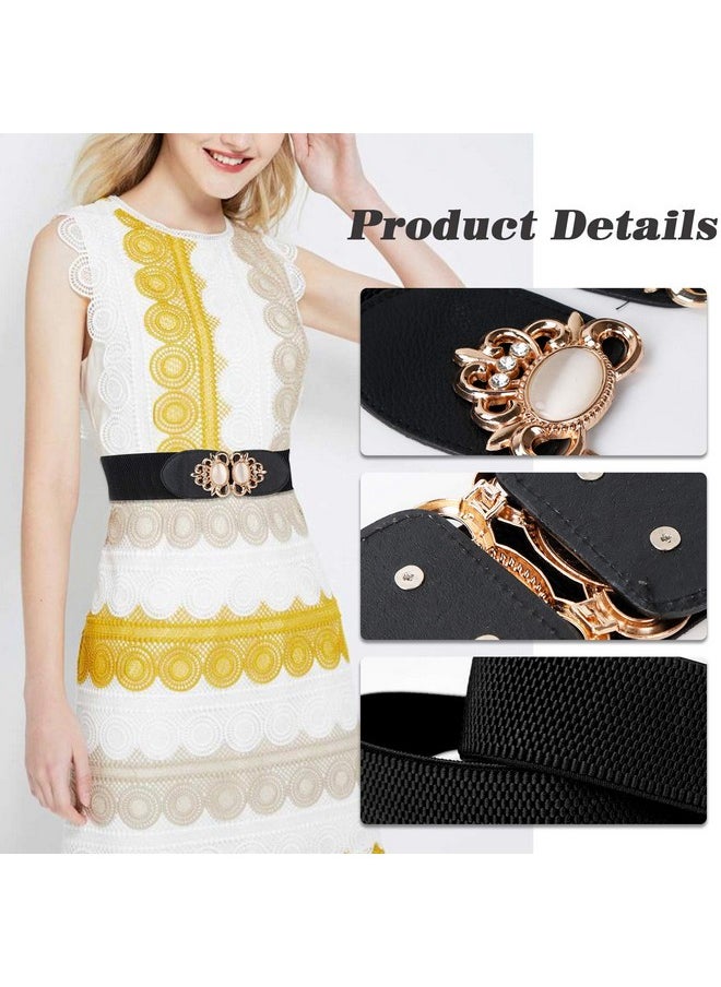 Futurekart Ladies Belt Gorgeous Buckel Elastic Embellished Waist Belt Decorative Stretch Waist Band for Women Dresses V stylish(Black)