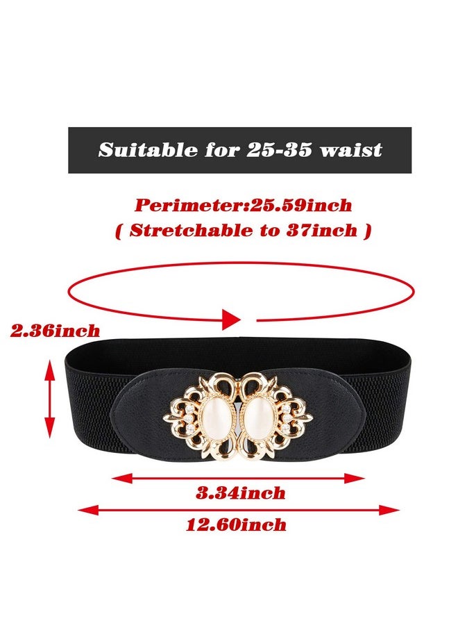 Futurekart Ladies Belt Gorgeous Buckel Elastic Embellished Waist Belt Decorative Stretch Waist Band for Women Dresses V stylish(Black)