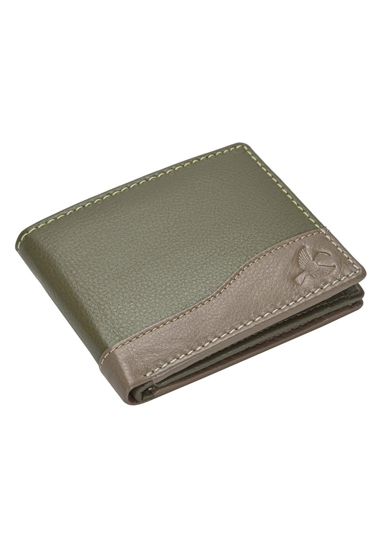 HORNBULL Men's Buttler Green Genuine Leather RFID Blocking Wallet for Men