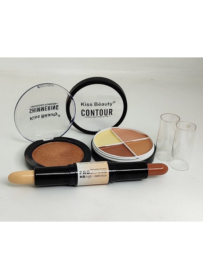 Professional Contour Kit - Highlight And Sculpt With Flawless Precision | Best Contour And Highlighter Palette For All Skin Tones (Contour Kit-3D)