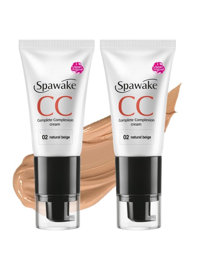 Spawake Cc Cream 02 Natural Beige With Spf 32/Pa++, Light Coverage For All Skin Types, 30G, Pack Of 2, 2 Count