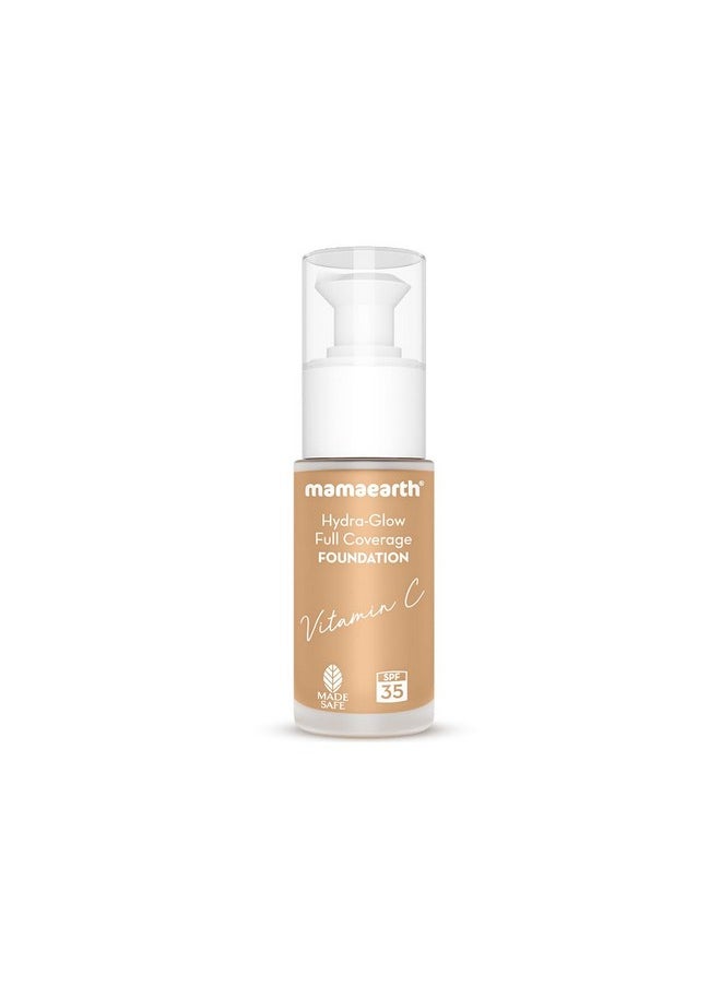 Mamaearth Hydra-Glow Full Coverage Dewy Finish Liquid Foundation With Vitamin C & Turmeric- 30 Ml|Full Coverage|Gives 3X Instant Glow|12-Hour Long Stay & Hydration|Spf 35|Non-Drying (06 Caramel Glow)