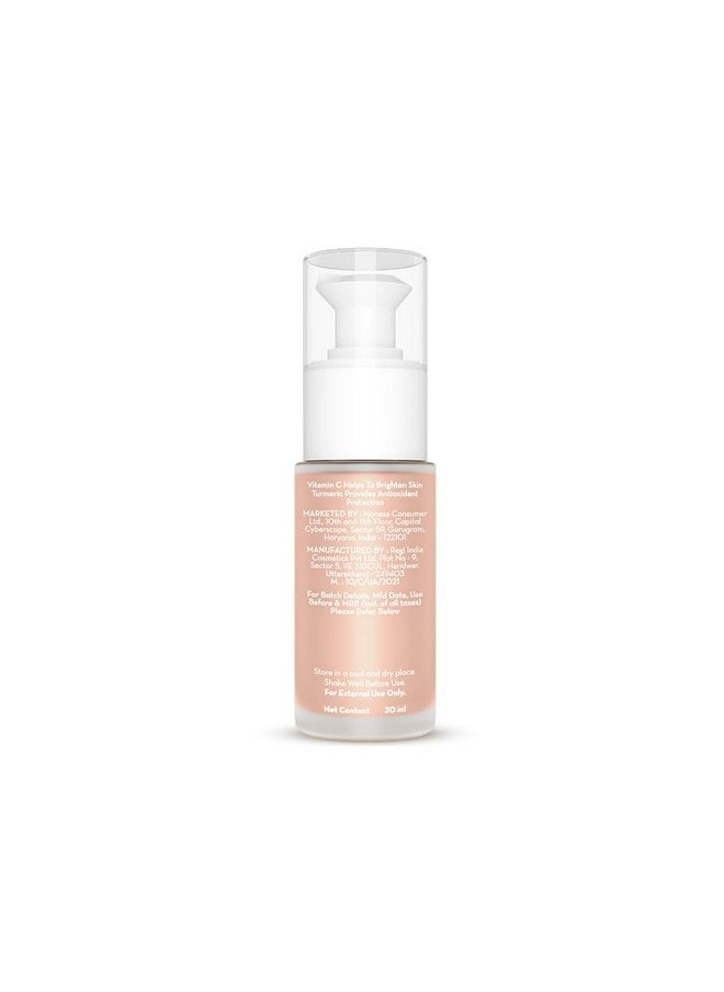 Mamaearth Hydra-Glow Full Coverage Dewy Finish Liquid Foundation With Vitamin C & Turmeric- 30 Ml|Full Coverage|Gives 3X Instant Glow|12-Hour Long Stay & Hydration|Spf 35|Non-Drying (01 Ivory Glow)