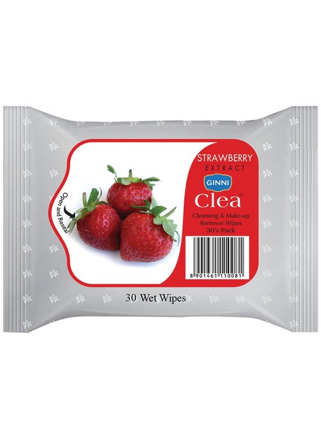 Clea Wet Wipes, Cleansing & Makeup Remover Wipes, Wet Tissues For Face Moisturizing (Strawberry) (240 Wipes)