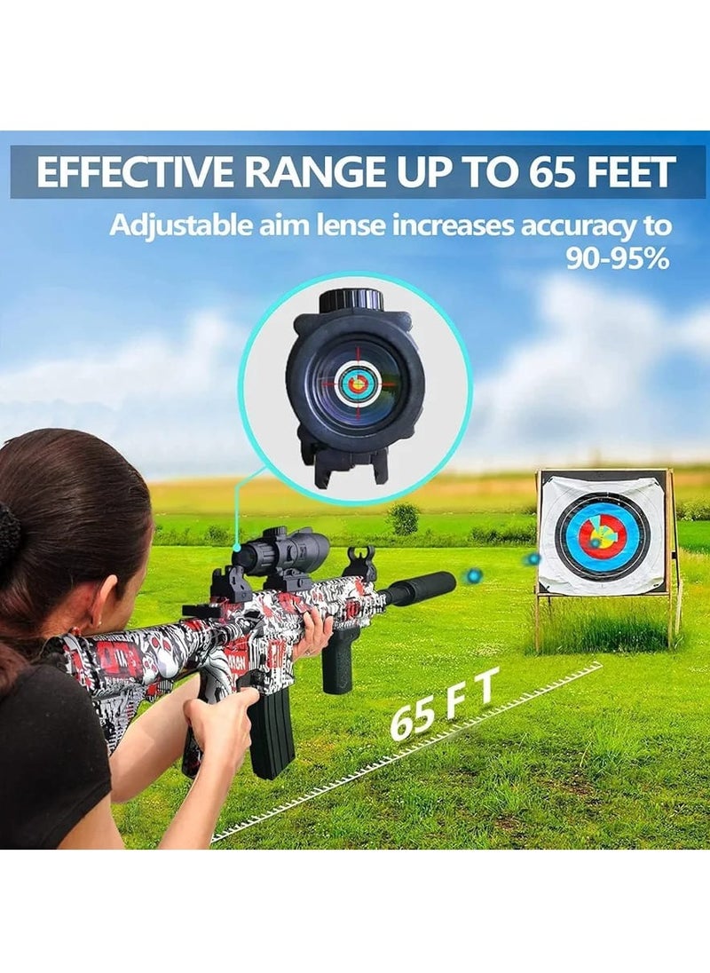 M416 Graffiti Gel Ball Blaster for Kids - Soft Bullet Shooting Game with Long-Range Shooting, Tactical Scope, and Accessories