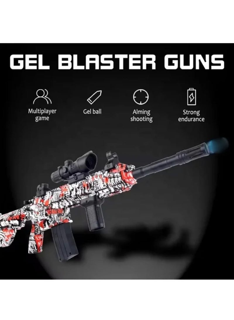 M416 Graffiti Gel Ball Blaster for Kids - Soft Bullet Shooting Game with Long-Range Shooting, Tactical Scope, and Accessories