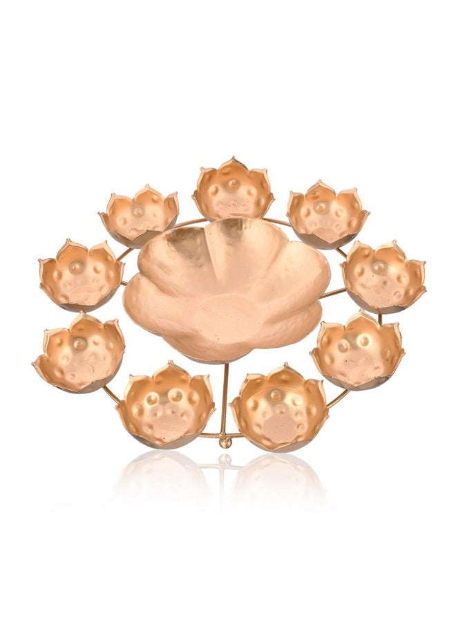 Urli Bowl Diya Shape Flower Decorative Tealight for Home Diwali Handcrafted Bowl for Floating Flowers and Tea Light Candles Home | Diwali Decoration Items for Home (12 Inches) (Flower Shape)