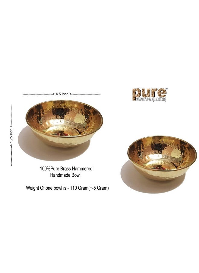 Pure Source India Brass Bowl Set of 4 Pcs, 4.5 Inch Size, 100% Pure Brass Bowl Hand Made (Set of 4 Pcs)