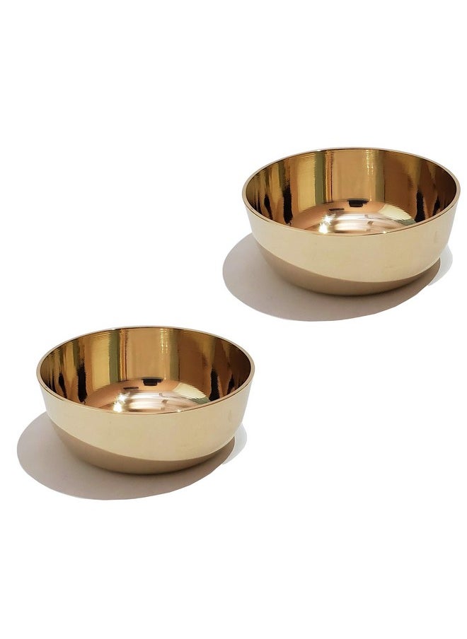 Pure Source India Solid Bronze / Kansa Plain Bowl (Gold, 150ml) 4 Piece