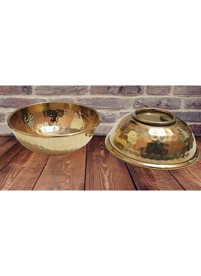 Pure Source India Brass Hammered Bowl ( 150ml, Golden )