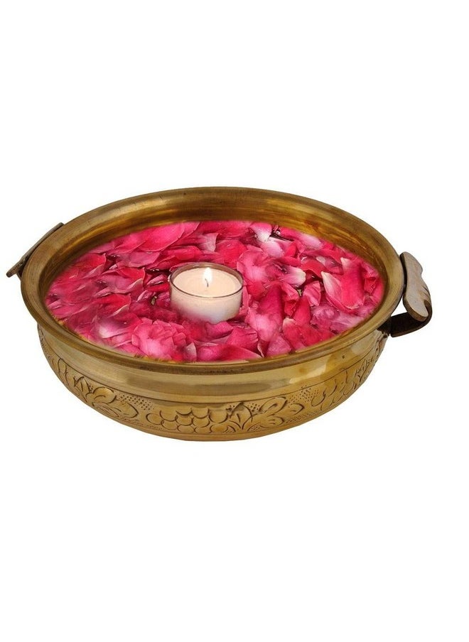 ROLIMOLI Uruli Flower Design Brass Classic Decorative Bowl ( Golden , Diameter 6inch's, Weight: 319G )