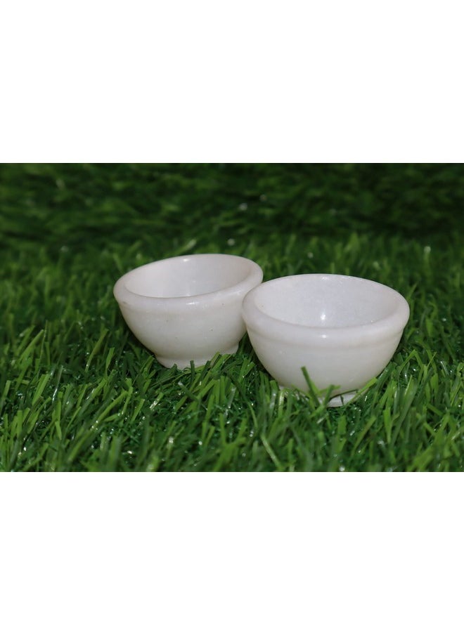 Salvus APP SOLUTIONS Marble White Small Bowl for Pooja (White, 1.5 Inch) - 2 Pc