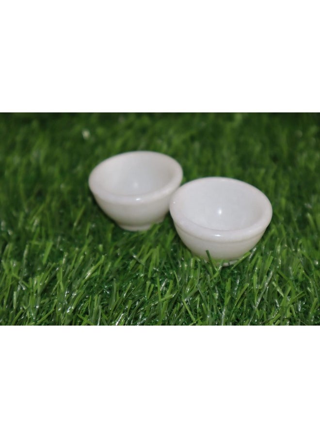 Salvus APP SOLUTIONS Marble White Small Bowl for Pooja (White, 1.5 Inch) - 2 Pc