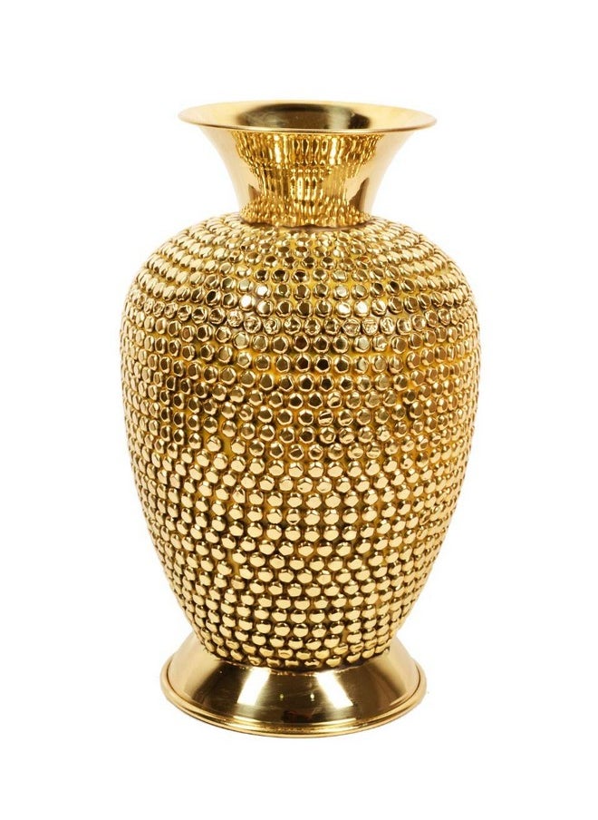 Skywalker Hand Crafted Metal Brass Flower Vase with Beads for Home Decoration (10 Inch)