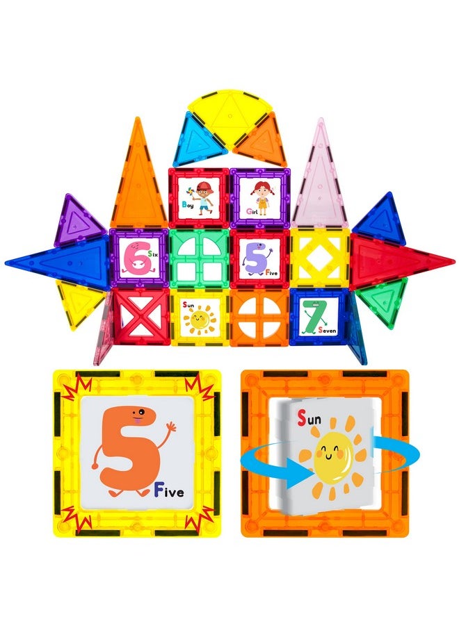 PicassoTiles Magnetic Building Blocks with Tiles and Click-in Educational Graphic Arts Magnet Construction Toy Set STEM Learning Playset Child Brain Development Stacking Playboard