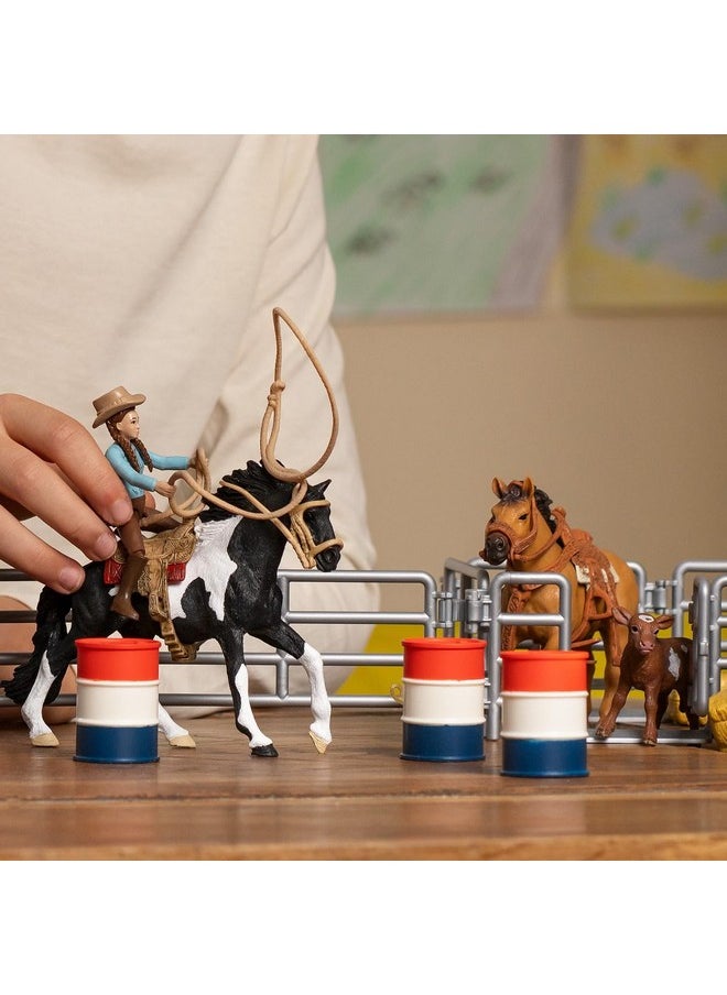 Schleich Rodeo Show 42-Piece Rodeo Toys Playset with Cowboy Toys and Cowgirl Toys with Barrel Racing, Western Riding and Calf-Roping Cow Toys