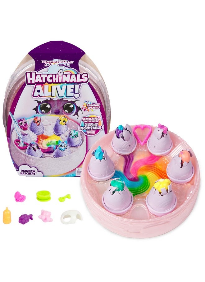 Hatchimals Alive, Rainbow Hatchery Toy with 6 Mini Figures in Color Reveal Eggs & 10+ Accessories, Kids Toys for Girls & Boys Ages 3+