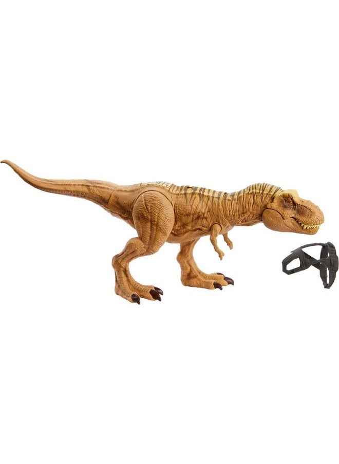 Mattel Jurassic World Track 'n Attack Dinosaur Action Figure, Tyrannosaurus Rex Toy with Lights, Sound, Motion & Accessories, Plus Downloadable App & AR