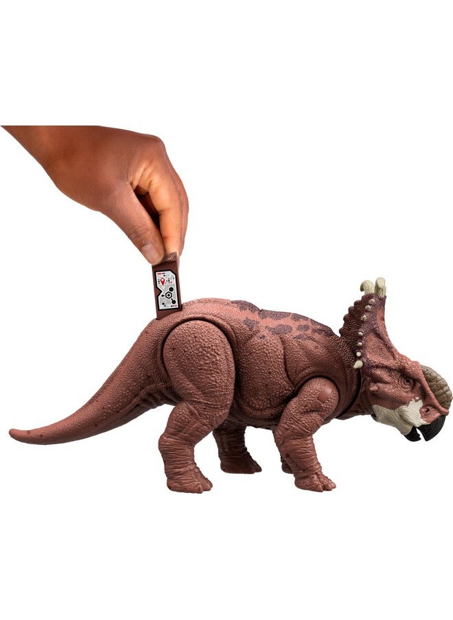 Mattel Jurassic World Wild Roar Dinosaur Action Figure, Pachyrhinosaurus with Continuing Head Strike & Roar Sound, Posable Toy with Digital Play