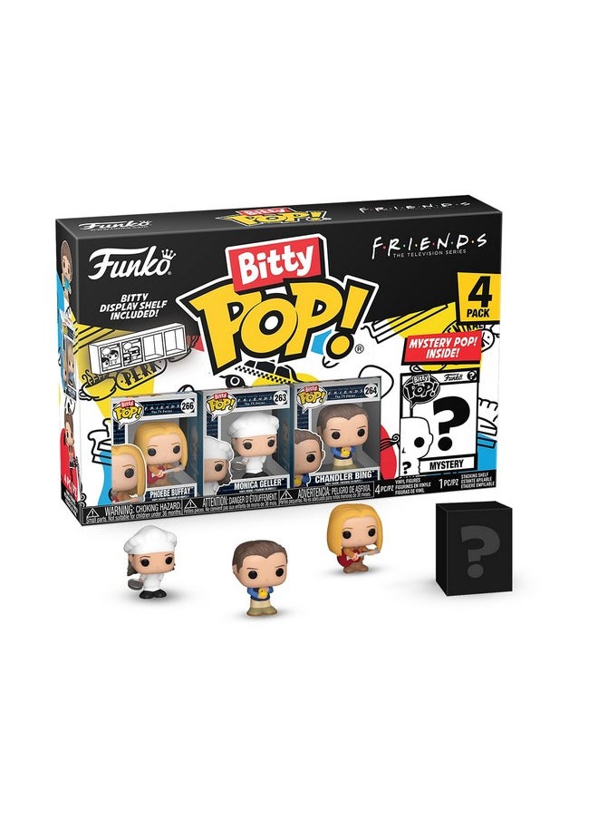 Funko Bitty Pop! Friends Mini Collectible Toys 4-Pack - Phoebe Buffay, Monica Geller, Chandler Bing & Mystery Chase Figure (Styles May Vary)