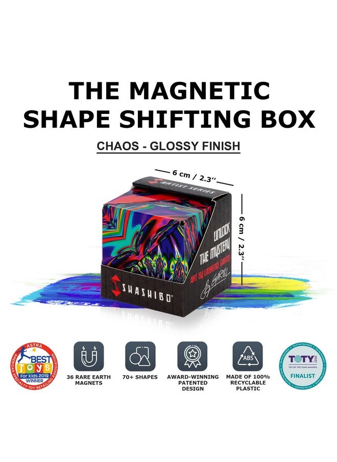 SHASHIBO Shape Shifting Box - Award-Winning, Patented Fidget Cube w/ 36 Rare Earth Magnets - Transforms Into Over 70 Shapes, Download Fun in Motion Toys Mobile App (Artist Series - Chaos)