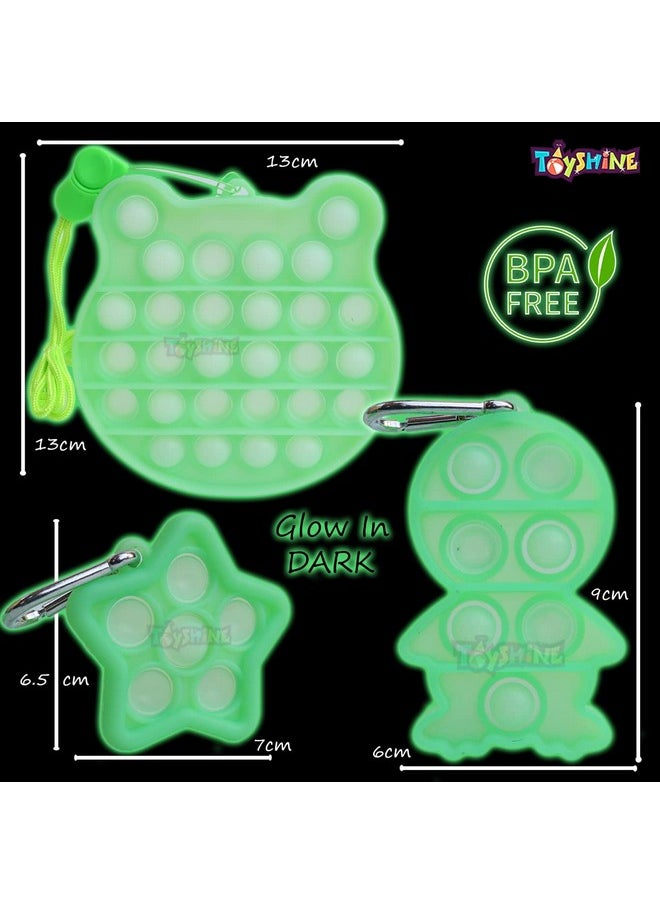 Toyshine Pack of 3 Glow in Dark - Frog, Baby and Star - Fidget Popping Sounds Toy, BPA Free Silicone, Push Bubbles Toy for Autism Stress Reliever, Sensory Toy - Pop It Toy