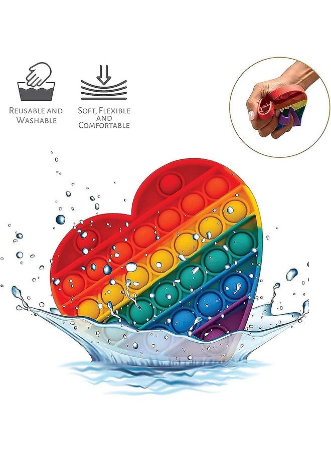 Plutofit Pop It Fidget Toys,Push Pop Bubble Fidget Sensory Toy,Autism Special Needs Silicone Stress Relief Toy,Great Fidget Toy (Set of 3 Unicorn HeartSquare)