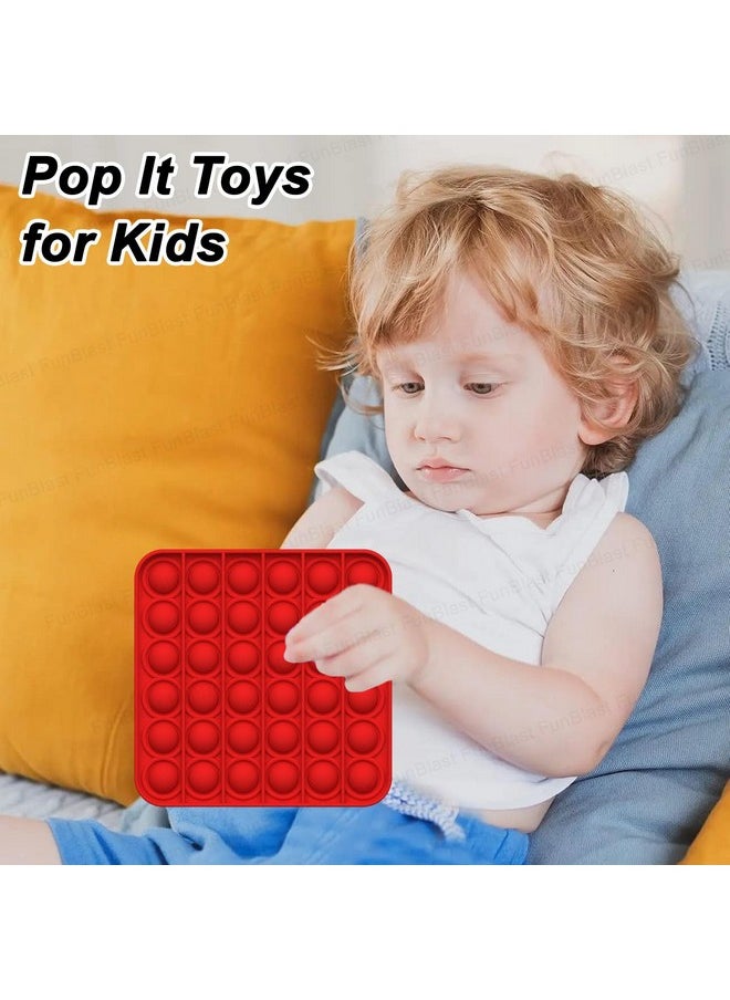 FunBlast Pop It - Popit Game, Poppet for Kids, Pop It Toy, Pop It Toys for Kids, Pop It Fidget Toy, Pop It Big, Square & Round Pop it Fidget Toy, Stress Relief Toys (Pack of 2 Pcs)