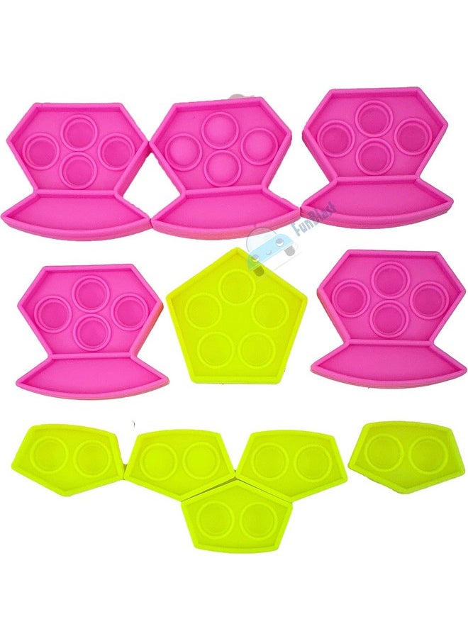 FunBlast Pop It Fidget Toy - Autism Special Needs Silicone Stress Reliever, Squeeze Sensory Toy (Pink & Neon)