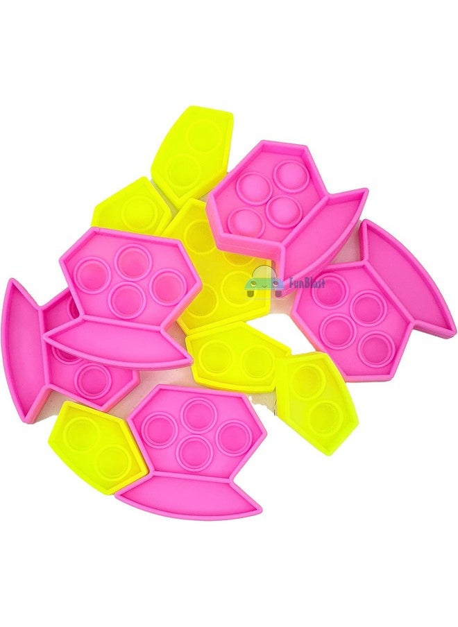 FunBlast Pop It Fidget Toy - Autism Special Needs Silicone Stress Reliever, Squeeze Sensory Toy (Pink & Neon)