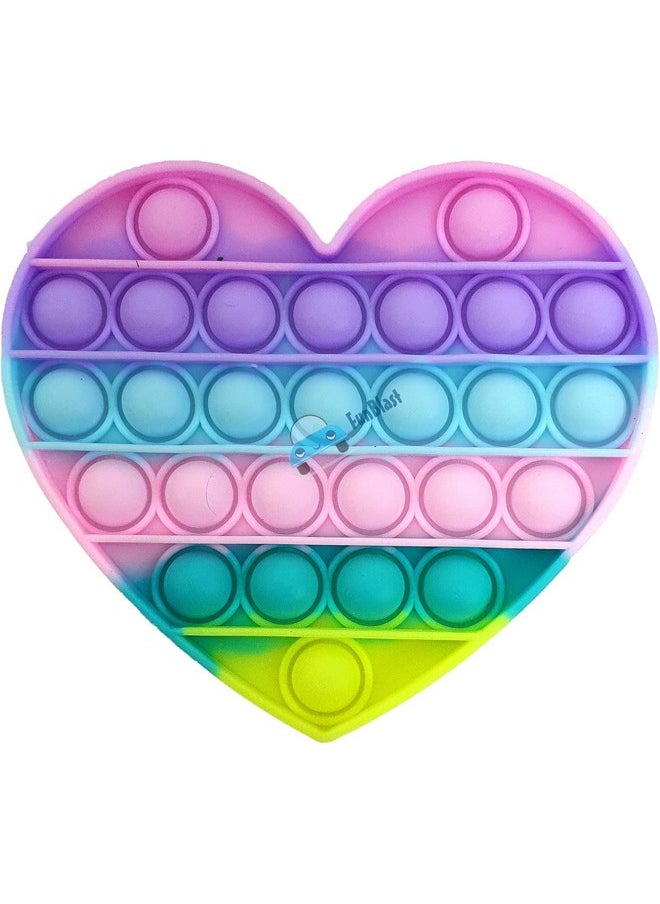 FunBlast Square, Pentagon, Round & Heart Pop It Fidget Toy, Autism Special Needs Silicone Stress Reliever, Squeeze Sensory Toy - Pack of 4