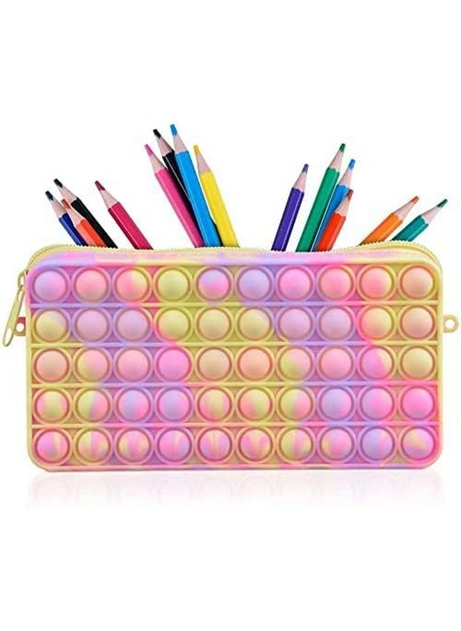 PLUSPOINT Pop It Pen Case Silicone Colorful Rectangle Push it Pop Bag Fidget Toys for Makeup Bag ,Stationery Organizer, Return Gifts for Classroom Rewards, Birthday Party Favor (POP IT Pouch)