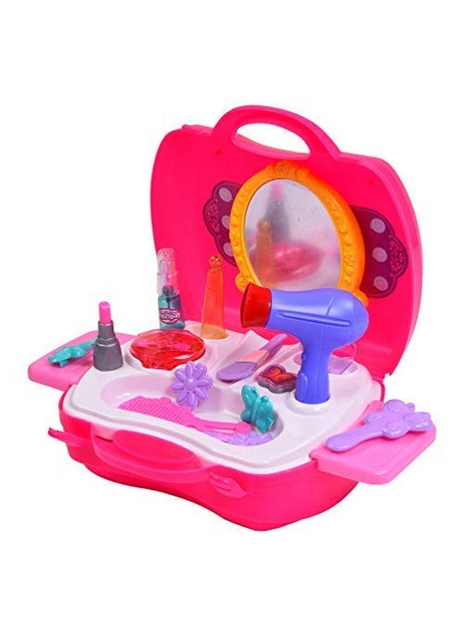 Girls Beauty Kit Toys - Bring Along Beauty Suitcase -Makeup Toy Set - 21 Pieces