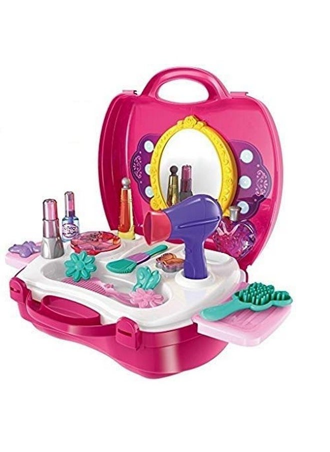 Girls Beauty Kit Toys - Bring Along Beauty Suitcase -Makeup Toy Set - 21 Pieces