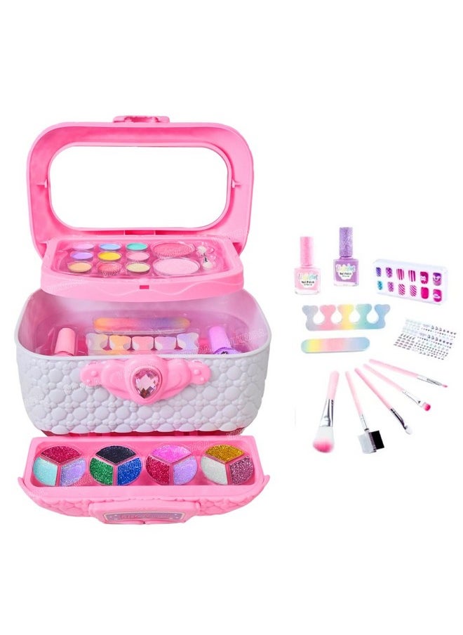 VikriDA Washable Kids Make Up, Play Makeup Toys with Portable Carrying Case, Safe & Non-Toxic Girl Makeup Set for Age 3-12 Year Old Christmas & Birthday Gift