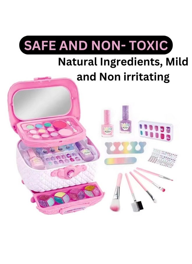 VikriDA Washable Kids Make Up, Play Makeup Toys with Portable Carrying Case, Safe & Non-Toxic Girl Makeup Set for Age 3-12 Year Old Christmas & Birthday Gift