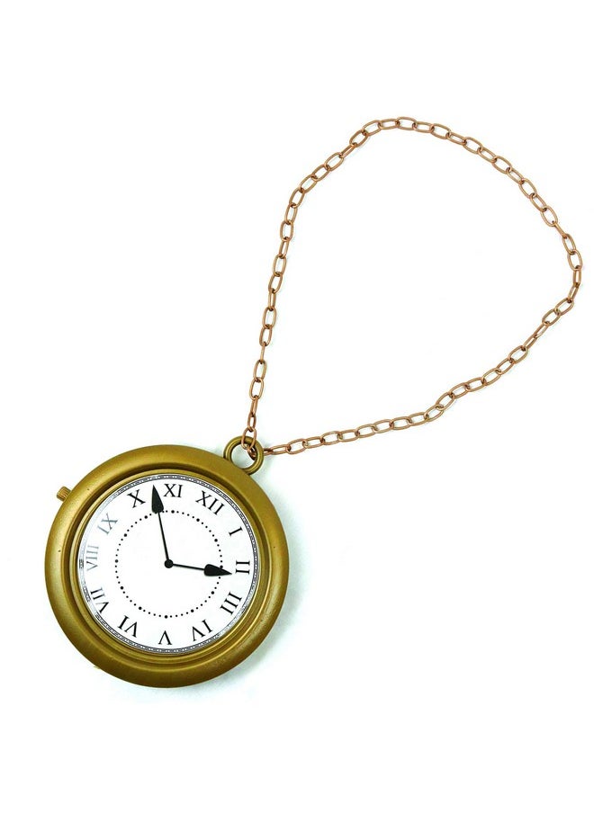 Skeleteen Jumbo Gold Clock Necklace - White Rabbit Clock, Hip Hop Rapper Clock - 1 Piece