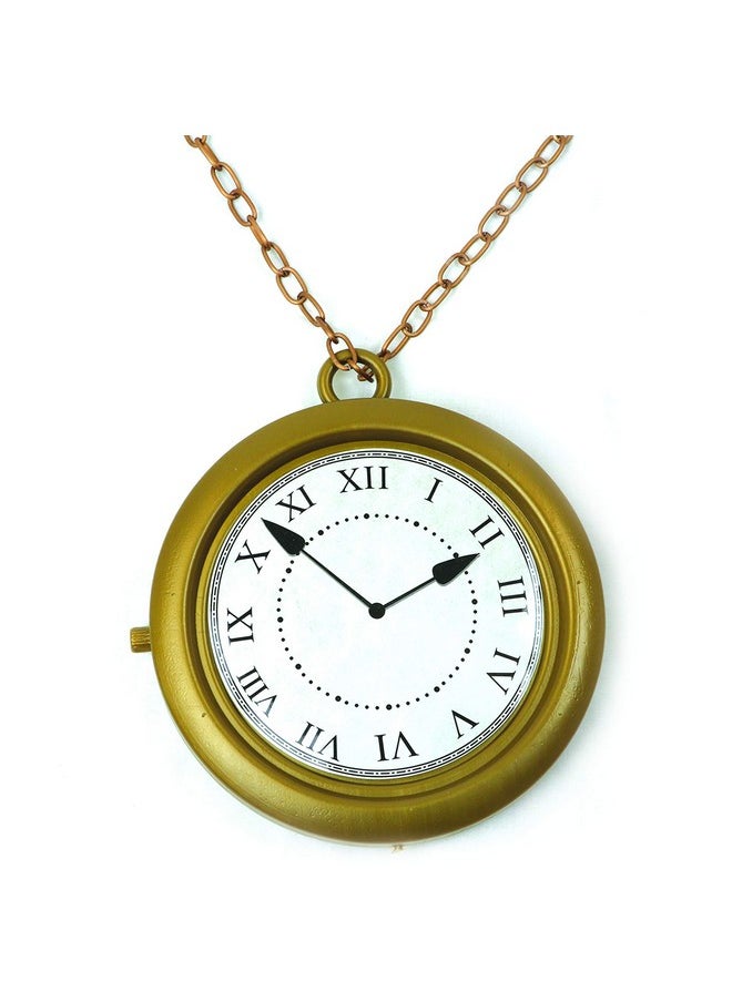 Skeleteen Jumbo Gold Clock Necklace - White Rabbit Clock, Hip Hop Rapper Clock - 1 Piece