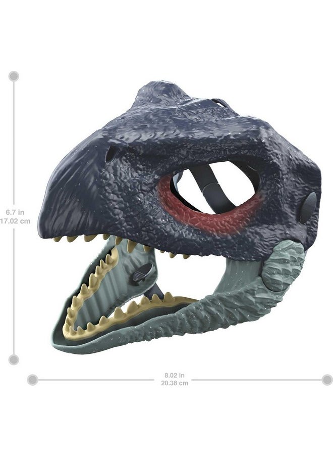 Mattel Jurassic World Dominion Dinosaur Mask, Therizinosaurus Dino Role-Play Toy & Costume Accessory with Opening Jaw & Movie-Inspired Design