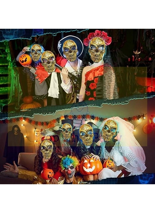 Pop The Party Horror Mask For Halloween | Gold Skeleton Horror Skull Mask | Skull Mask For Kids, Adults For Horror Theme (Packof1)